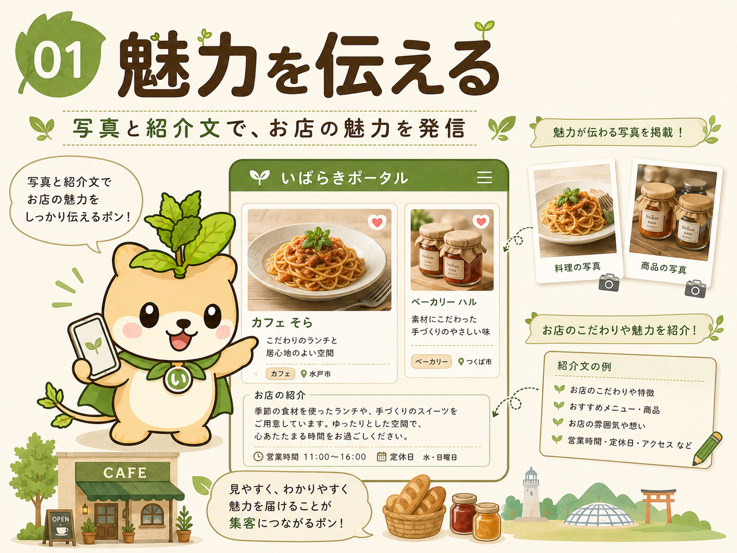 01 魅力を伝える — 写真と紹介文で、お店ならではの魅力を発信